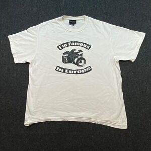 No Boundaries Y2K Mens XL Artic White I'm Famous In Europe Camera Graphic Shirt